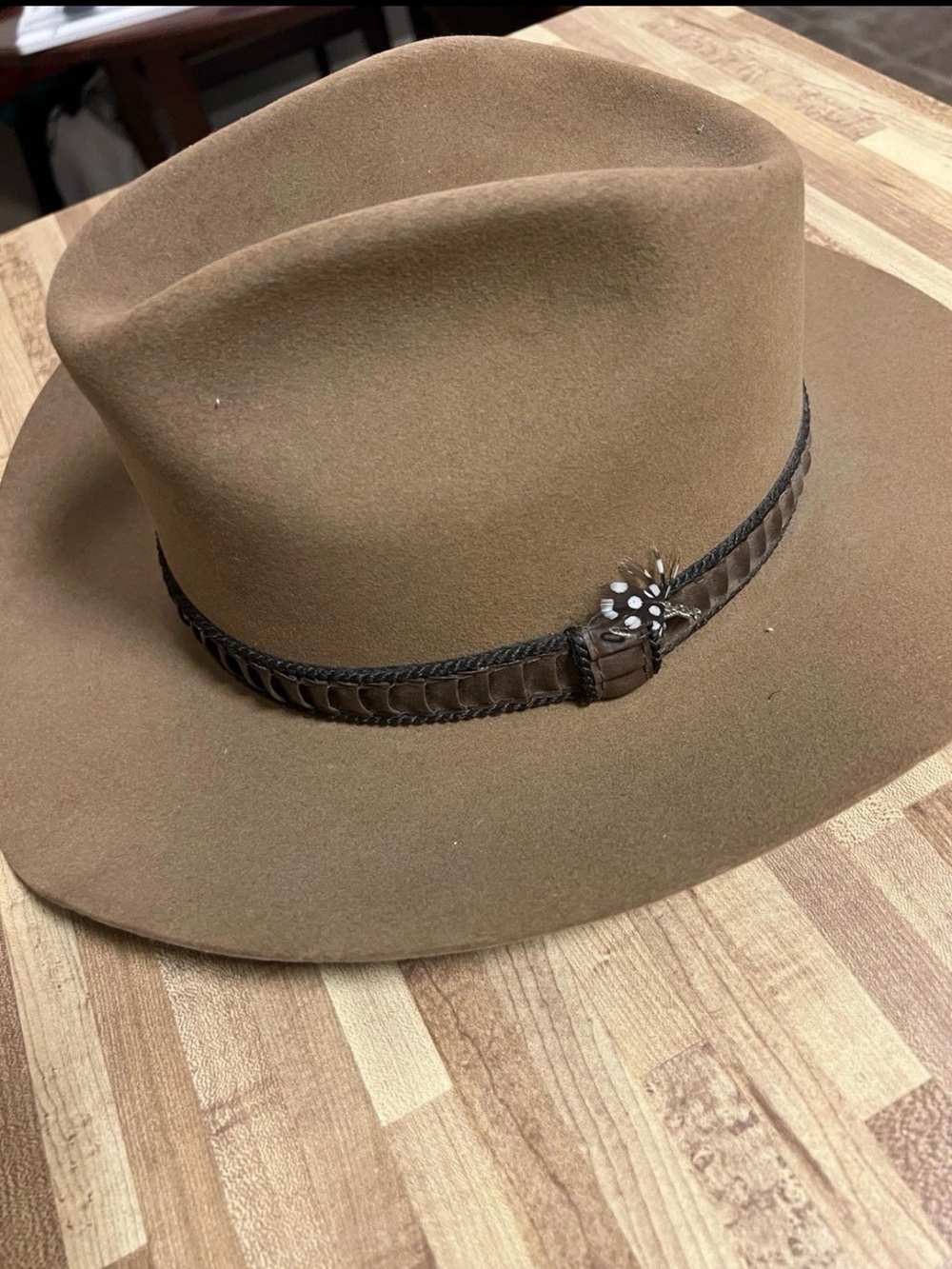 Stetson Tan Felt Western Hat with Braided Brown Band